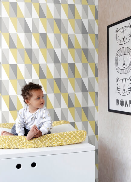 Inez Mustard Geometric Wallpaper
