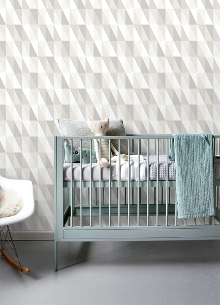 Inez Neutral Geometric Wallpaper