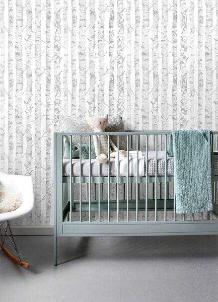 Birdie Grey Birch Wallpaper
