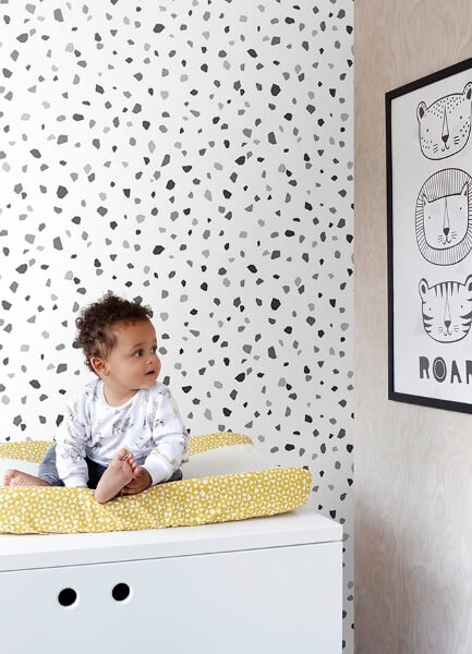 Ona Charcoal Terrazzo Wallpaper