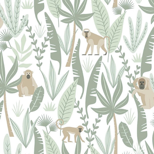 Kiki Light Green Monkeys Wallpaper