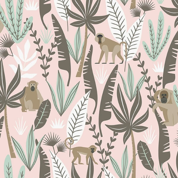 Kiki Pink Monkeys Wallpaper