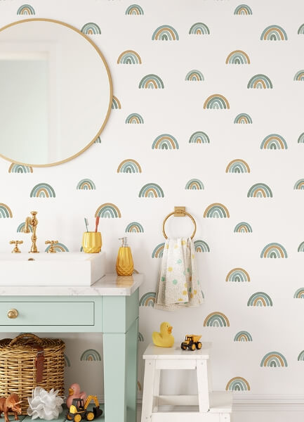 Joss Teal Rainbow Wallpaper