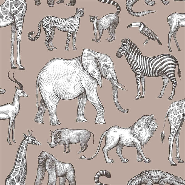 Kenji Light Brown Safari Wallpaper