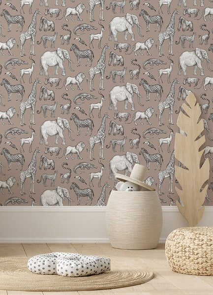 Kenji Light Brown Safari Wallpaper