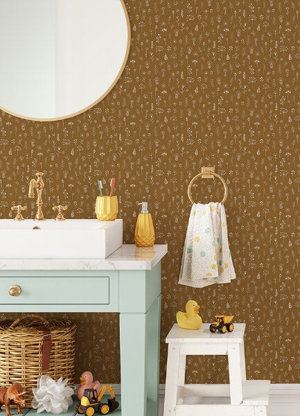 Tatula Chestnut Floral Wallpaper