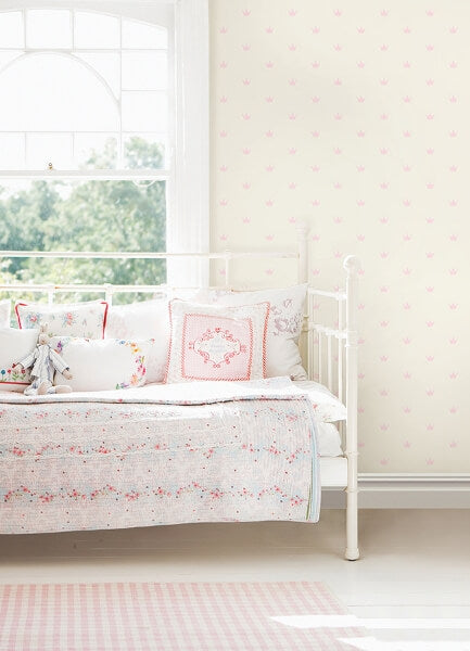 Bea Light Pink Crowns Wallpaper