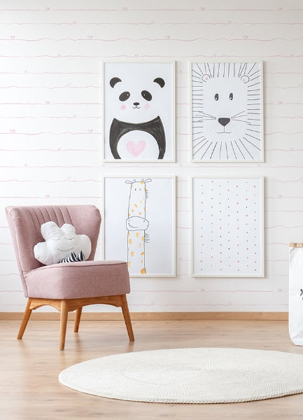 Love & Hearts Pink Script Wallpaper