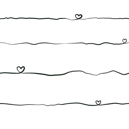 Love & Hearts Black Script Wallpaper