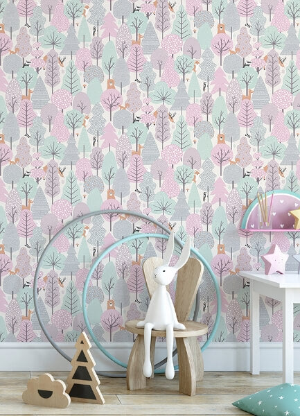 Quillen Pink Forest Wallpaper