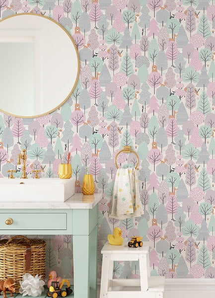 Quillen Pink Forest Wallpaper