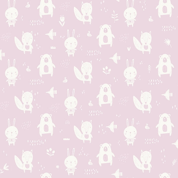 Bitsy Pink Woodland Wallpaper