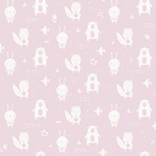 Bitsy Pink Woodland Wallpaper