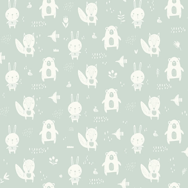 Bitsy Mint Woodland Wallpaper