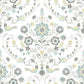 Britt Sea Green Embroidered Damask Wallpaper