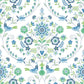Britt Sapphire Embroidered Damask Wallpaper