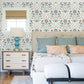 Britt Multicolor Embroidered Damask Wallpaper