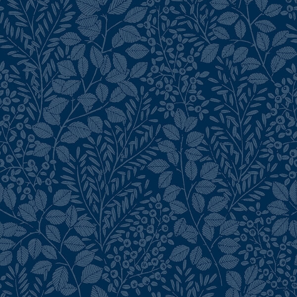 Elin Blue Berry Botanical Wallpaper