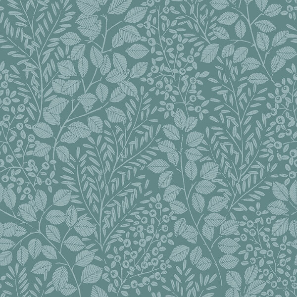 Elin Sky Blue Berry Botanical Wallpaper