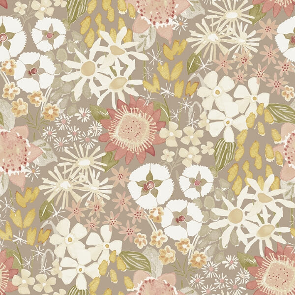 Karina Neutral Wildflower Garden Wallpaper