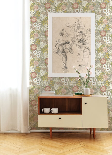 Karina Neutral Wildflower Garden Wallpaper