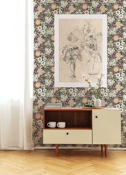 Karina Raspberry Wildflower Garden Wallpaper