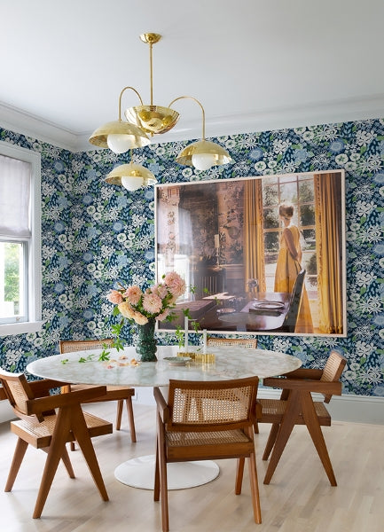 Karina Blue Wildflower Garden Wallpaper