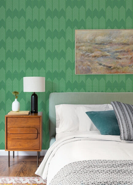 Nyle Green Chevron Stripes Wallpaper