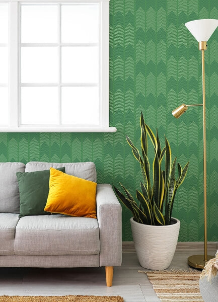Nyle Green Chevron Stripes Wallpaper