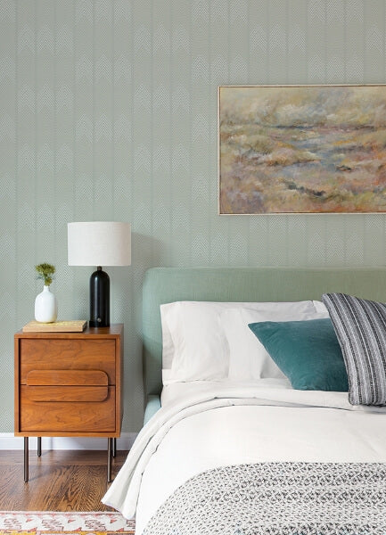 Nyle Light Grey Chevron Stripes Wallpaper
