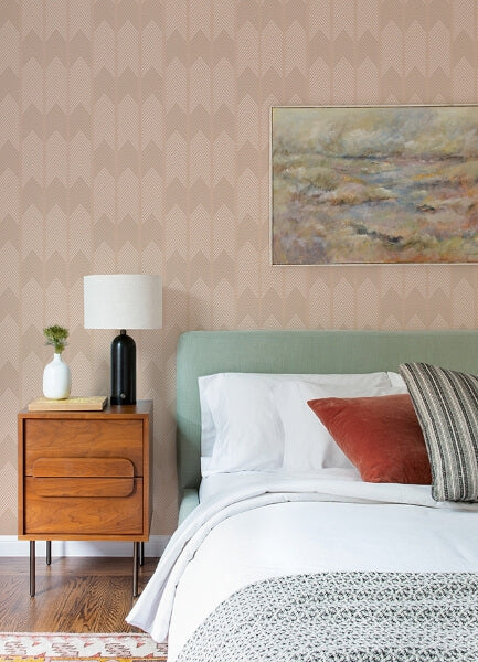Nyle Blush Chevron Stripes Wallpaper