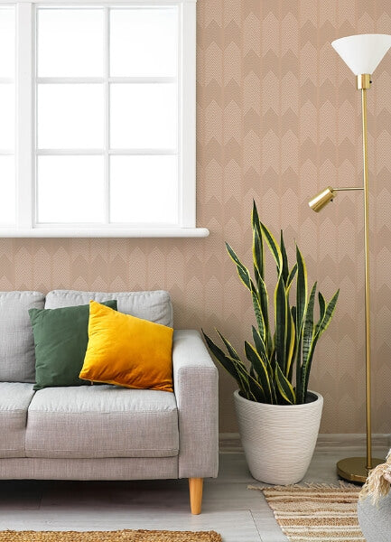 Nyle Blush Chevron Stripes Wallpaper