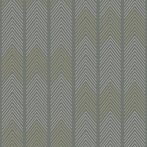 Nyle Dark Grey Chevron Stripes Wallpaper