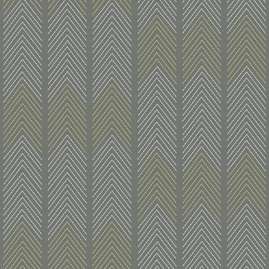 Nyle Dark Grey Chevron Stripes Wallpaper