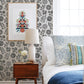 Inge Black Floral Block Print Wallpaper