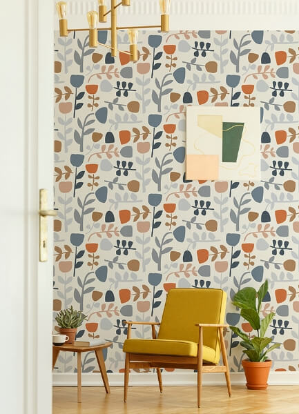 Juni Orange Abstract Tulips Wallpaper