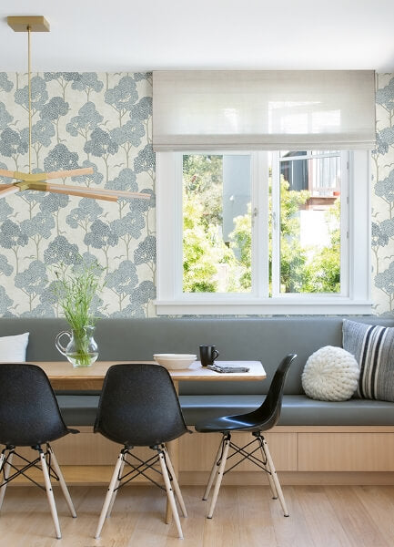 Lykke Blue Textured Tree Wallpaper