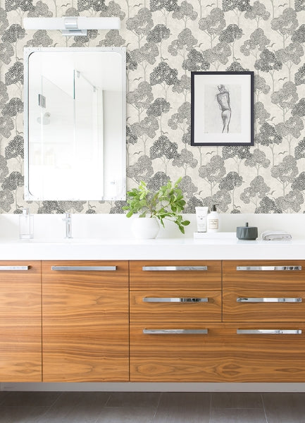 Lykke Black Textured Tree Wallpaper