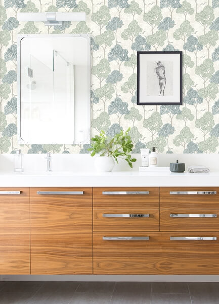 Lykke Green Textured Tree Wallpaper