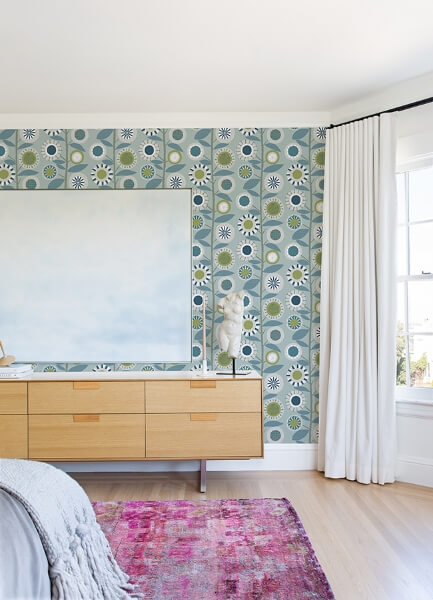 Sisu Light Blue Floral Geometric Wallpaper