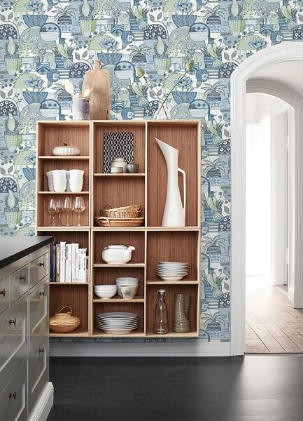 Fika Blue Blissful Birds & Blooms Wallpaper