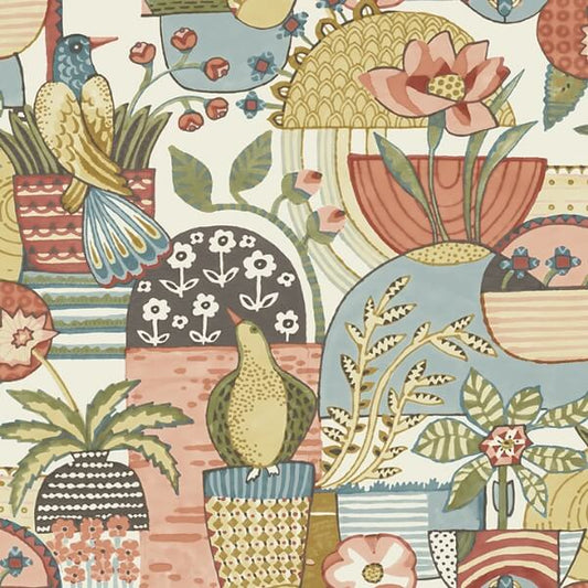 Fika Mustard Blissful Birds & Blooms Wallpaper