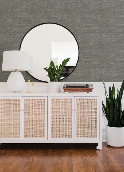 Malin Grey Faux Grasscloth Wallpaper