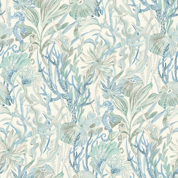 Kelp Garden Light Blue Tropical Reef Wallpaper