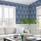 Helm Damask Navy Floral Medallion Wallpaper