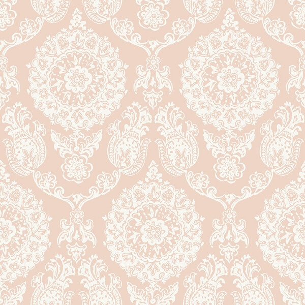 Helm Damask Blush Floral Medallion Wallpaper
