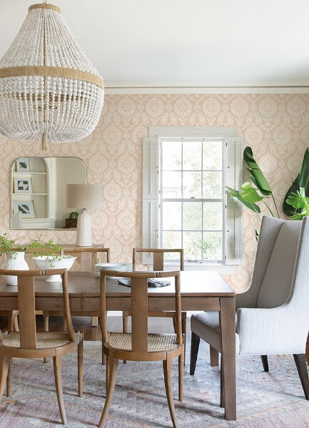 Helm Damask Blush Floral Medallion Wallpaper