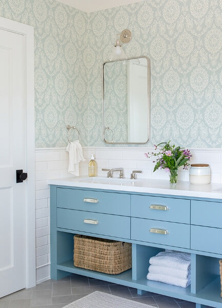 Helm Damask Aqua Floral Medallion Wallpaper