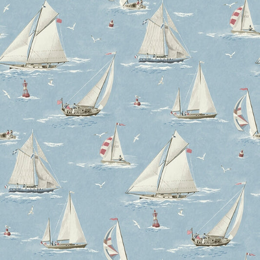 Leeward Light Blue Sailboat Wallpaper