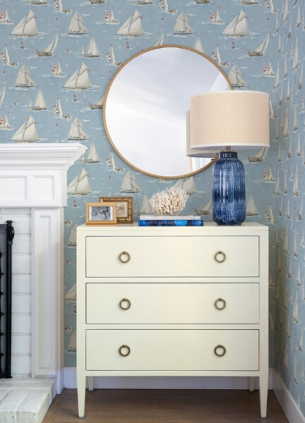 Leeward Light Blue Sailboat Wallpaper